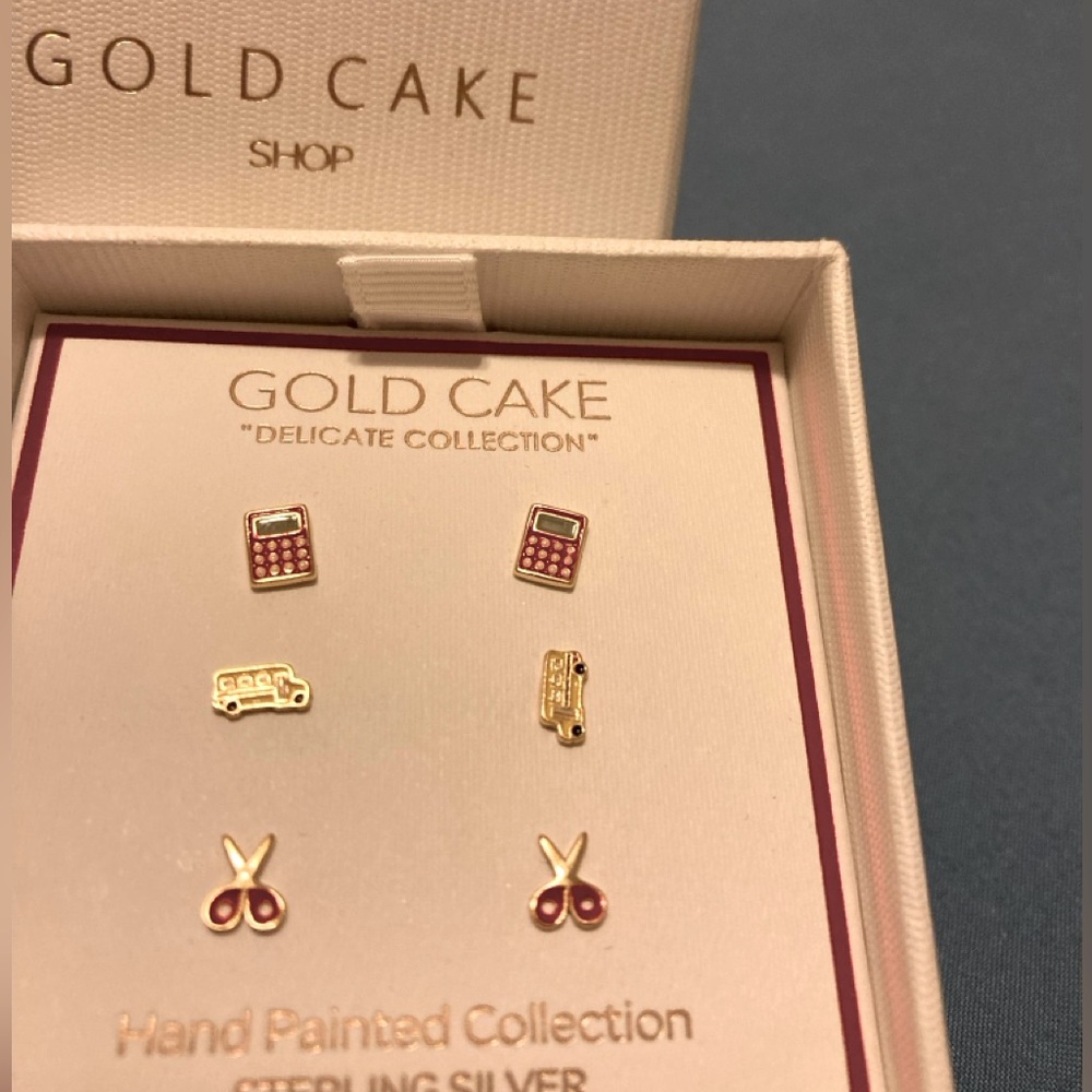 Gold Cake Delicate Collection Earrings - Gold and Pink